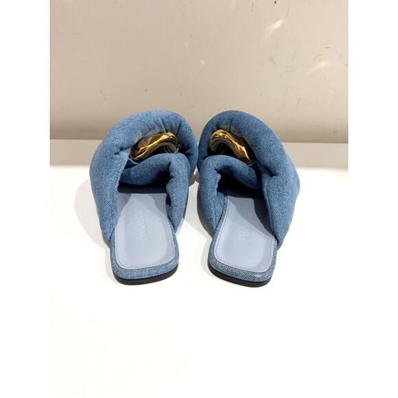 NWOT JW Anderson Denim Gold Buckle Chunky Flat Slide Sandals Blue Women's EU 40 - Picture 5 of 7